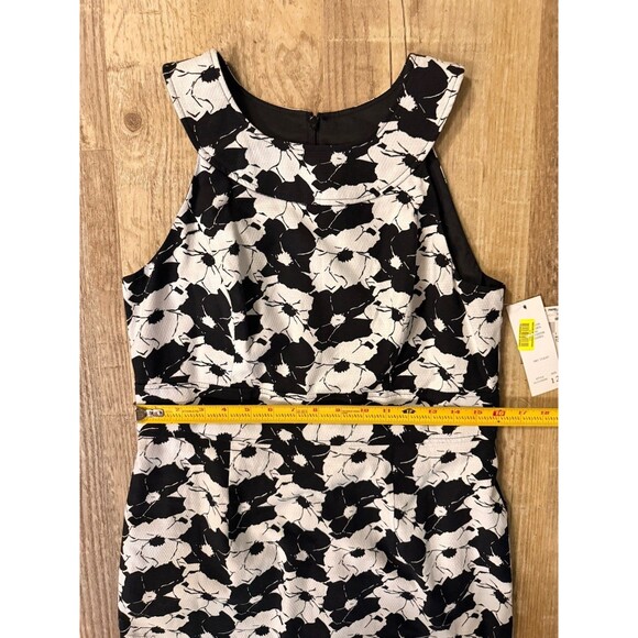 Adrianna Papell Dress 12 Black & White Floral Sleeveless Lined Sheath NWT - Picture 4 of 5